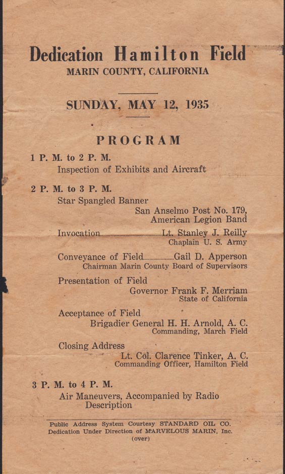 Hamilton Field, Dedication, May 12, 1935 (Source: Baldwin Family)